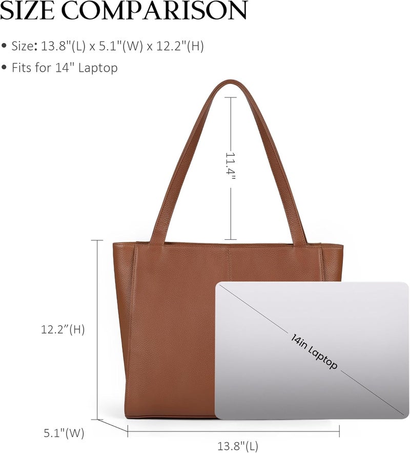 befen Genuine Leather Tote Bag for Women Work, Women's Leather Shoulder Bags Purses Satchel Handbags with Laptop Compartment - Image 4